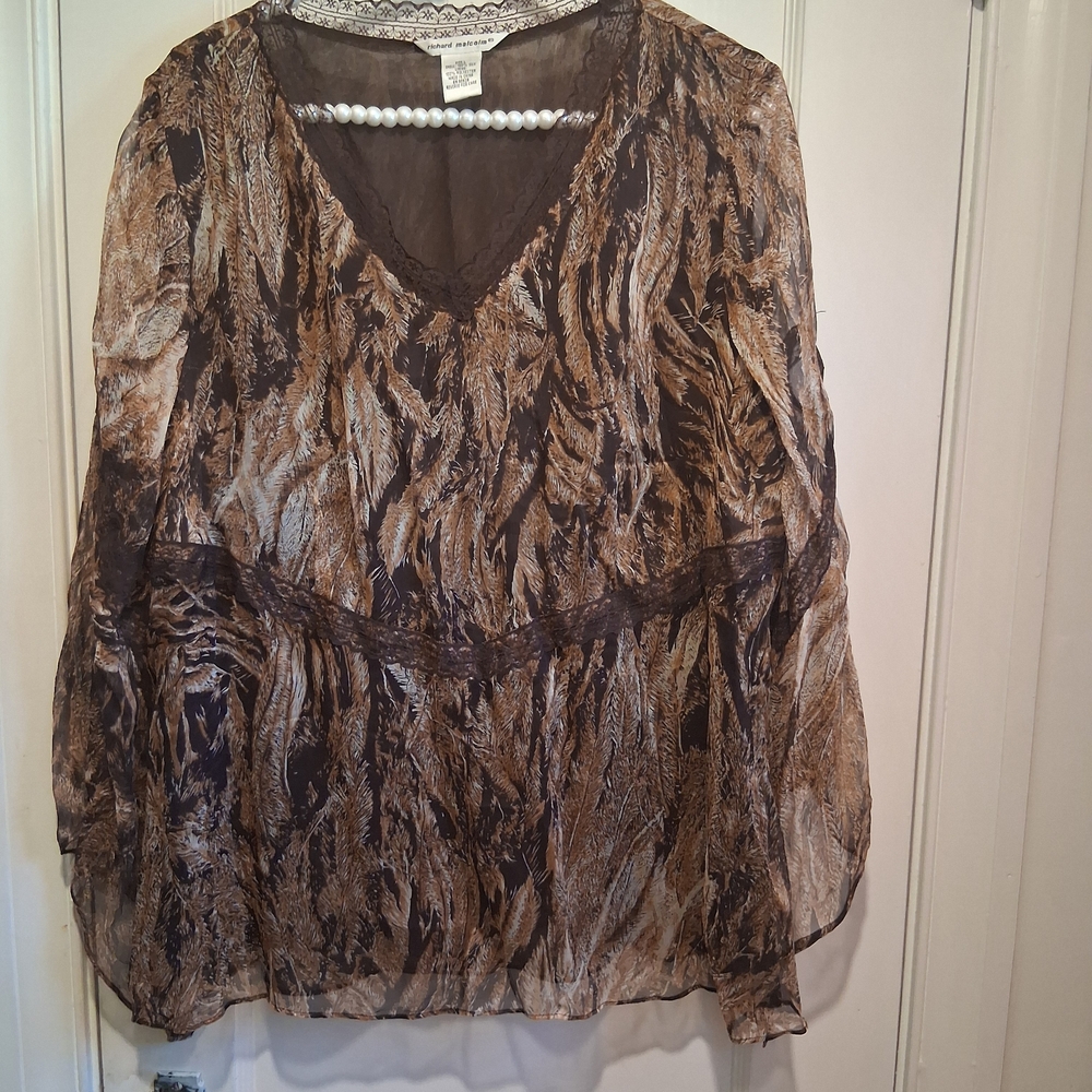 Chic Animal Print Sheer Blouse